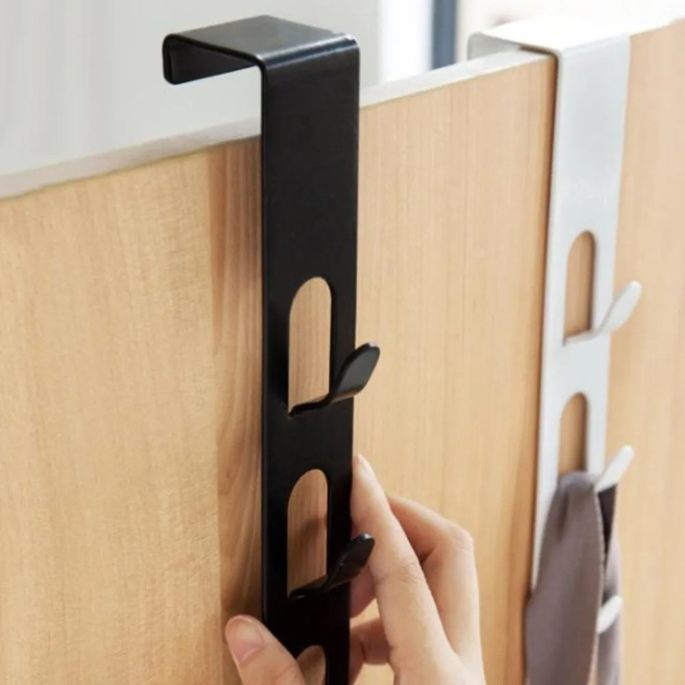 

Iron Coat Hook Multi-function Punch-free Seamless Clothes Hanger 4 Rows Key Holder Behind Door