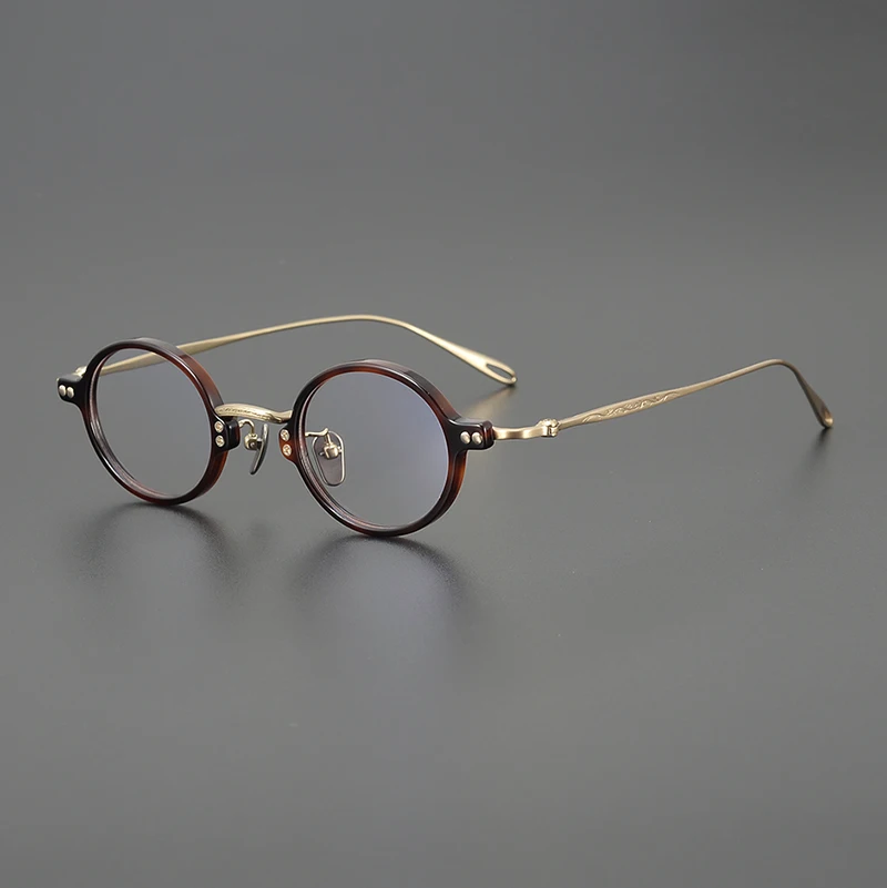 

Японские титановые очки ручной работы, искусство, резные руки, роскошные круглые мужские Оптические очки, женские очки по рецепту с упаковкой