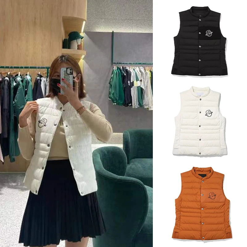 

Golf Vest Women New Autumn And Winter Malbon Golf Coat Outdoor Sports Cotton Cladding Stand Collar Golf Jacket