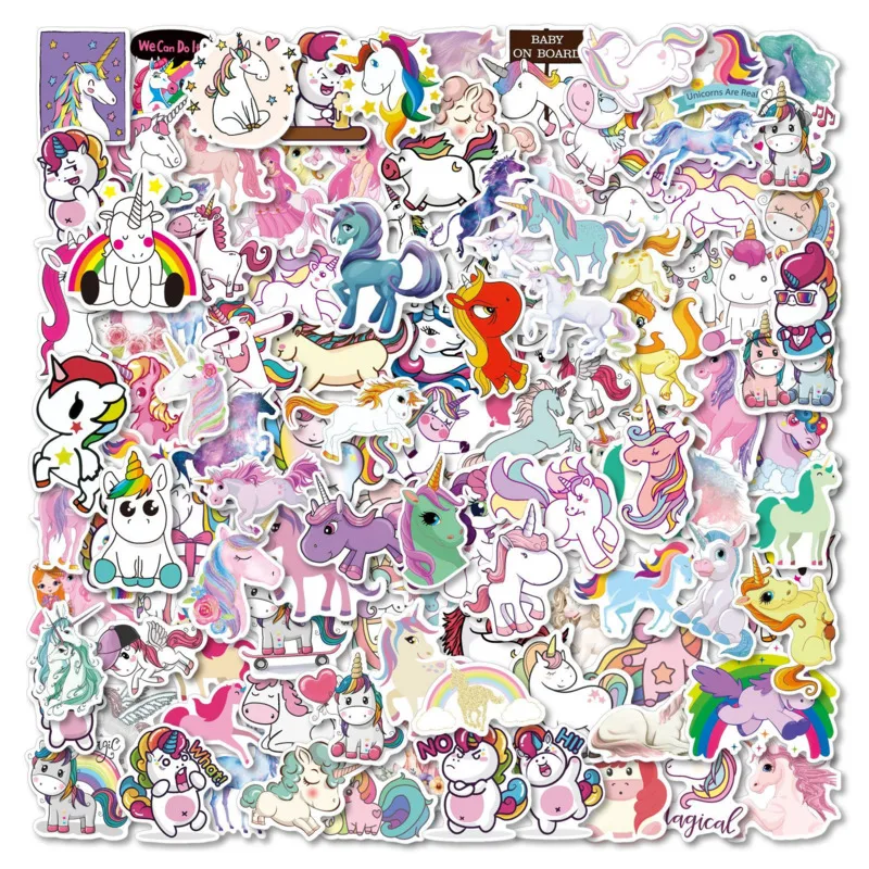 

120pcs Unicorn Stickers DIY Laptop Luggage Notebook Scooter Car Stationery Motorcycles Waterproof Sticker Decal Kids Classic Toy