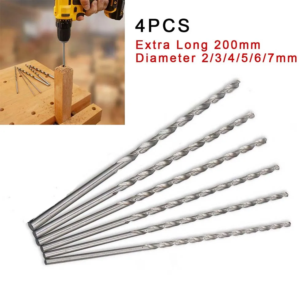 

4Pcs 200mm Extra Long HSS Drill Bits High Speed Steel Mini Twist Drill Hole Saw Metal Drilling Tools Drill Bit 2/3/4/5/6/7mm