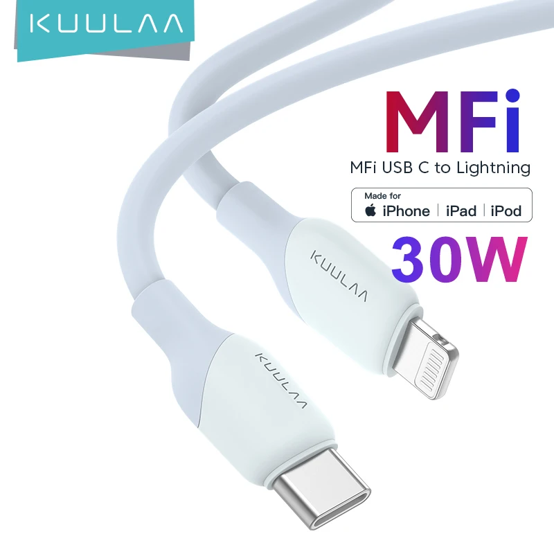 

UULAA 30W USB C to Lightning Cable for iPhone 13 12 11 Macbook Pro PD 30W MFi Fast Charging Cable for AirPods iPad Charger Cable