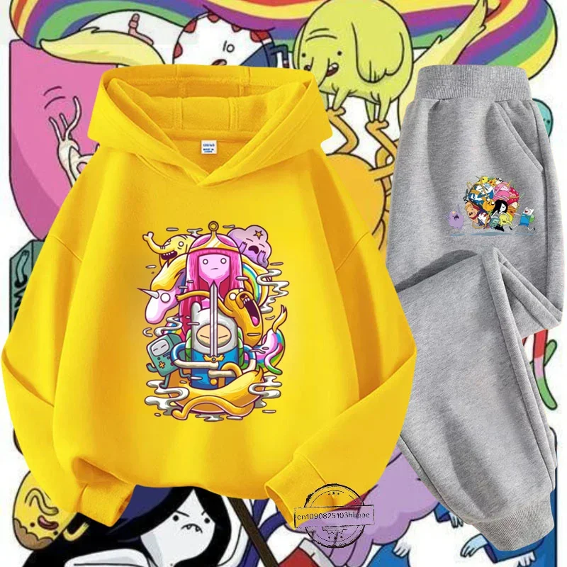 Детский комплект с толстовкой и капюшоном мультяшным аниме принтом