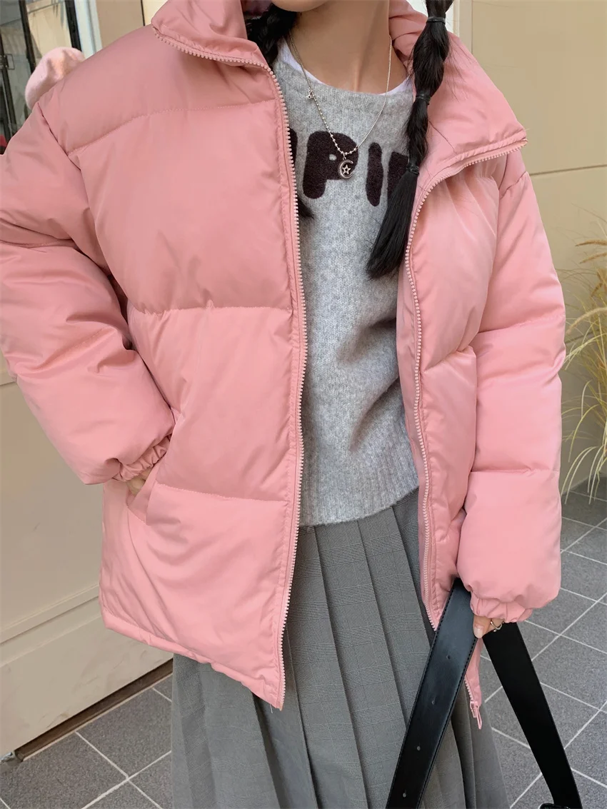 

Розовые женские утепленные парки HziriP, пальто, зимняя шикарная Нежная Милая новая свободная Офисная Женская универсальная уличная одежда, п...