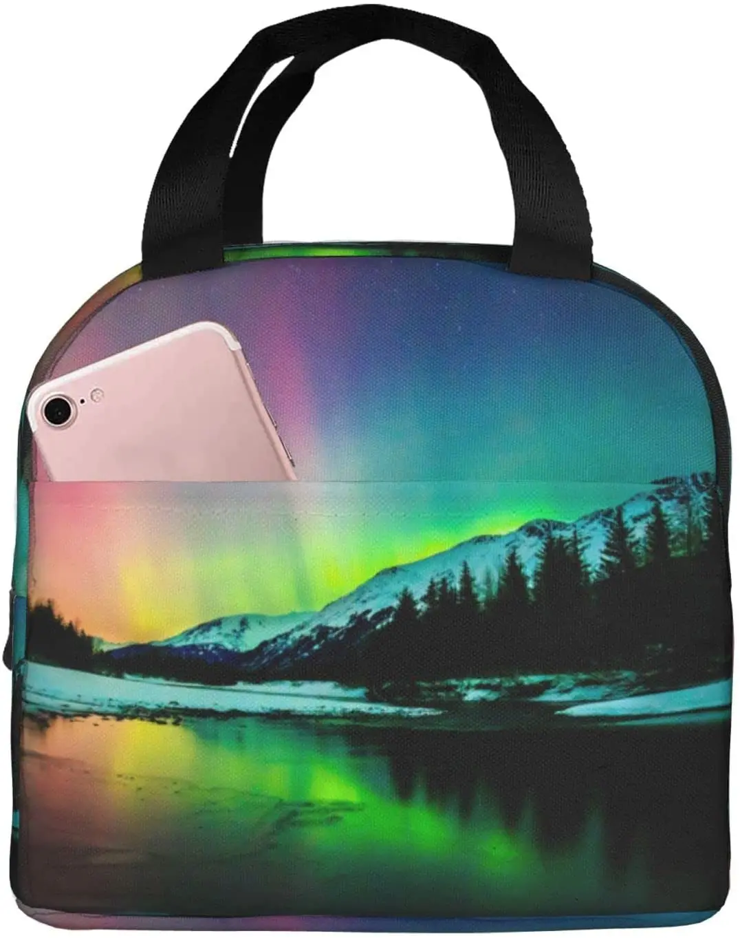 

Aurora Landscape Lunch Bags for Womens Boys Girls Reusable Insulated Lunch Box Cooler Tote Suitable Work Picnic Travel Beach