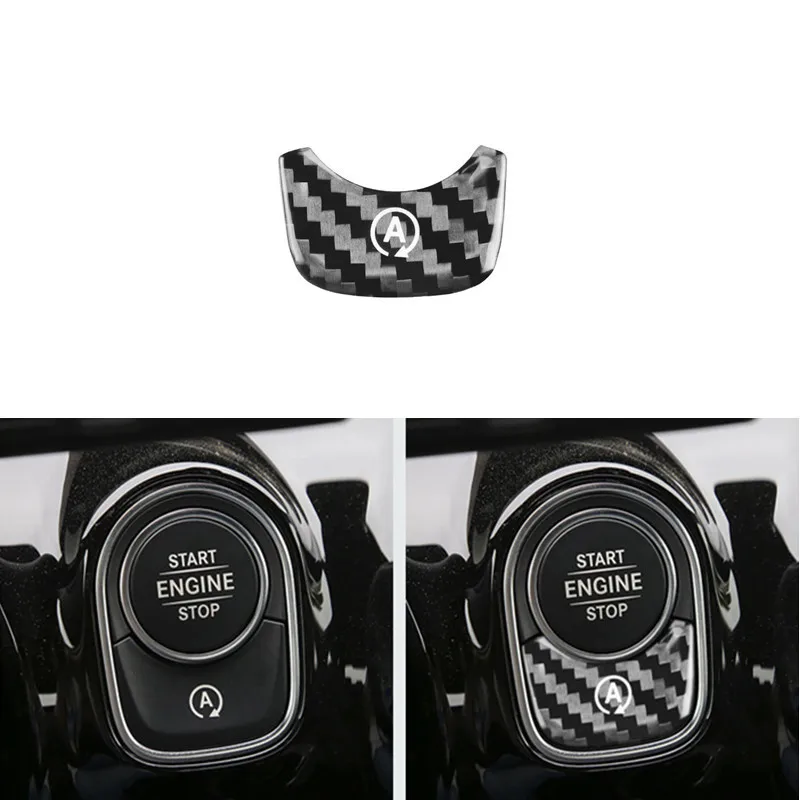 

For Mercedes-Benz 2020 A-Class B-Class Real Carbon Fiber One-click Start Decoration Sticker