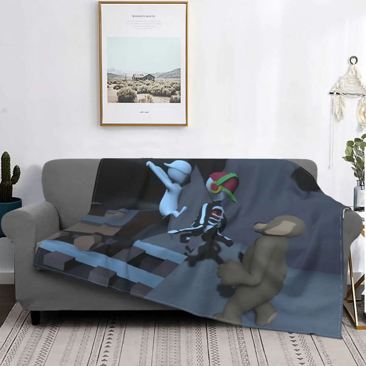 

By Rail Car Blanket Human Fall Flat Decrypting Games Fleece Plush Spring Autumn Breathable Thin Throw Blankets For bed Bedspread