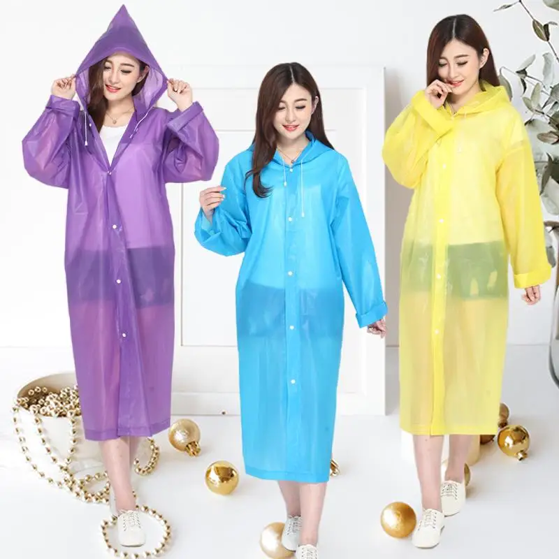 

Wholesale Transparent Unisex Adult Raincoat made with EVA Material