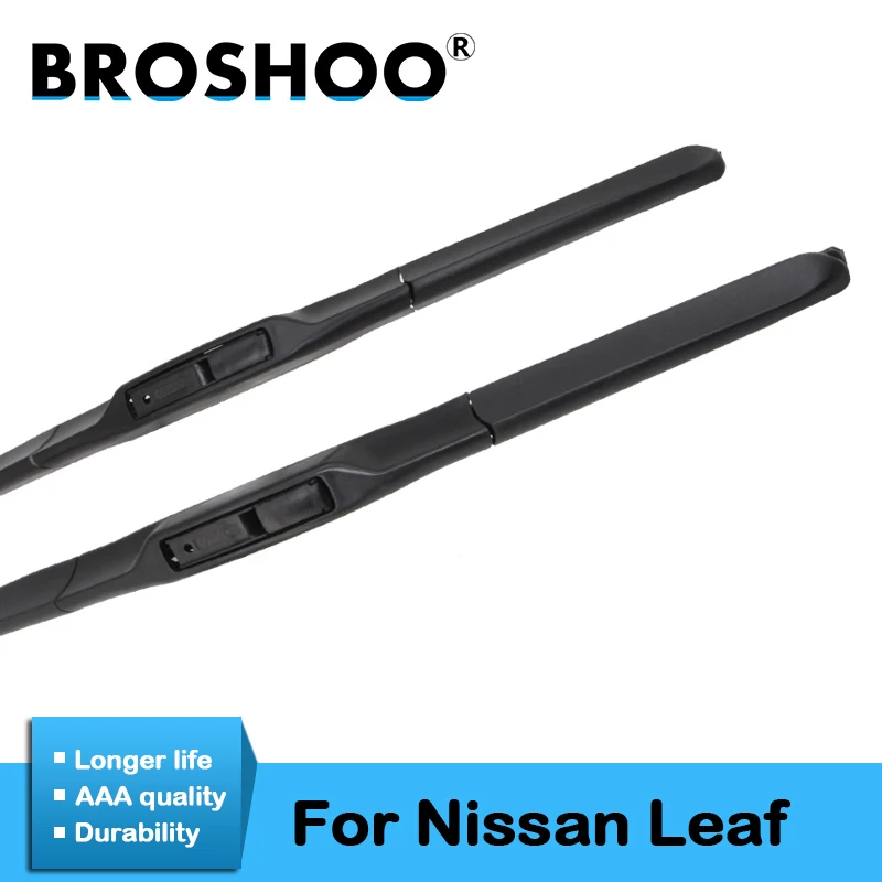 

BROSHOO Auto Windscreen Wiper Blades Natural Rubber For Nissan Leaf,Fit Standard Hook Arm 2010 2011 2012 2013 2014 2015 2016