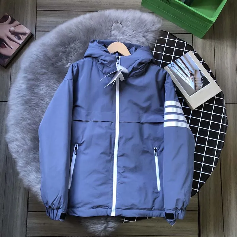 TB THOM Down Jacket For Men Luxury Brand White Striped High Quality Overcoat Smart Causal Female Puffer Jacket