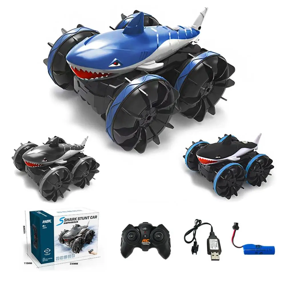 

1:24 Four-wheel Drive Amphibious Shark Head Stunt Car Gesture Sensing Drift Remote Control Vehicle Model Toy