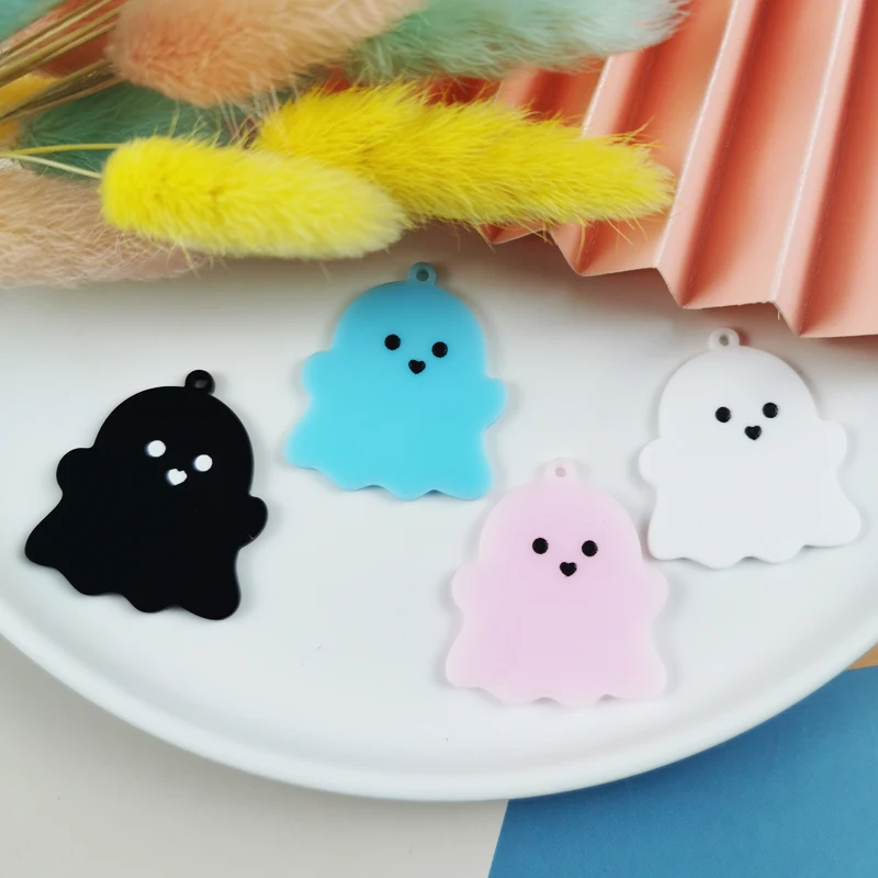 

10 шт./лот привидение Хэллоуин шармы с плоской спинкой акриловый череп ювелирные изделия фурнитура для серьги ожерелья Сделай Сам изготовле...