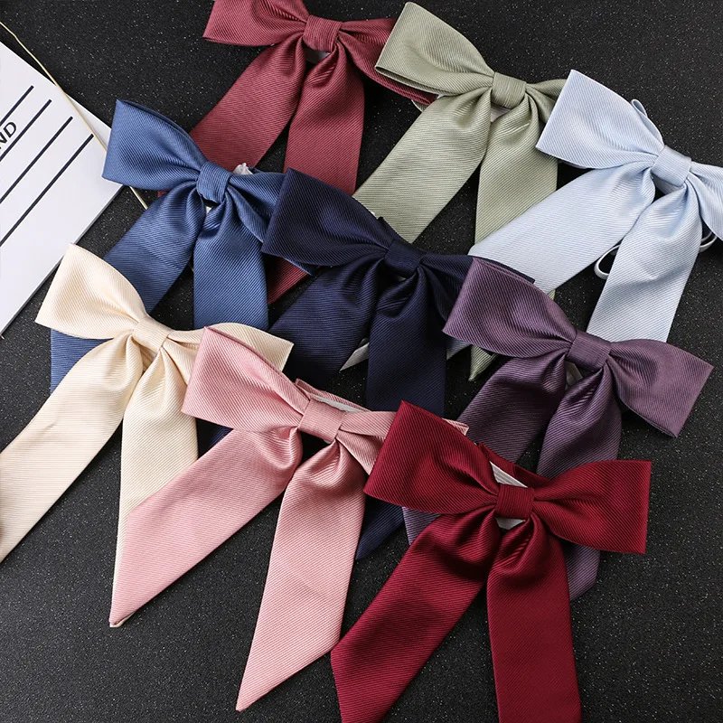 

New Tide Polyester Navy Black Wine Blue Purple Light Yellow Solid Twill Bow Ties JK Japanese College Style Collar Flower