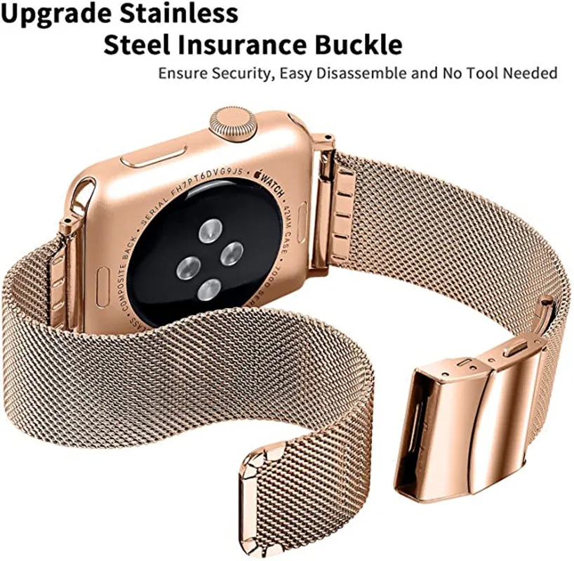 2 Pack Milanese Mesh Loop Band For Apple Watch 38/40/41/42/44/45mm,Woven Stainless Steel Strap for iWatch Series 7/6/5/4/3/2 SE