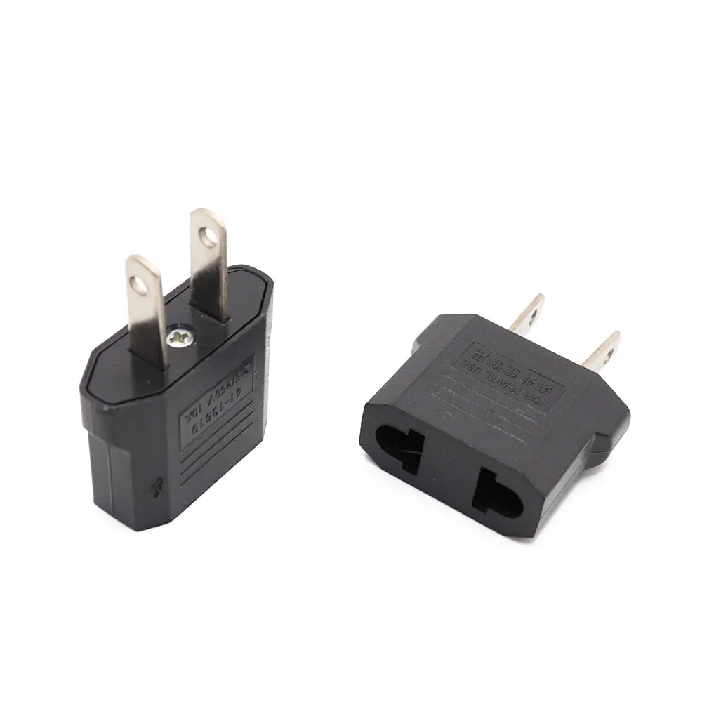 1000PCS US To EU Plug Power Adapter Black Travel Power Plug Adapter Converter Wall Charger Socket US to AU EU to US AU to US
