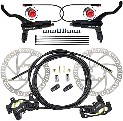 

Zoom H876E 2-PIN/3-PIN 4-Pistons E-Bike Power-Off Hydraulic Brake Set with 180mm Rotors, Pre-Bled Hydraulic Disc Brake Caliper