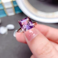 meibapj natural ametrine gemstone fashion simple square ring for women real 925 sterling silver fine charm party jewelry