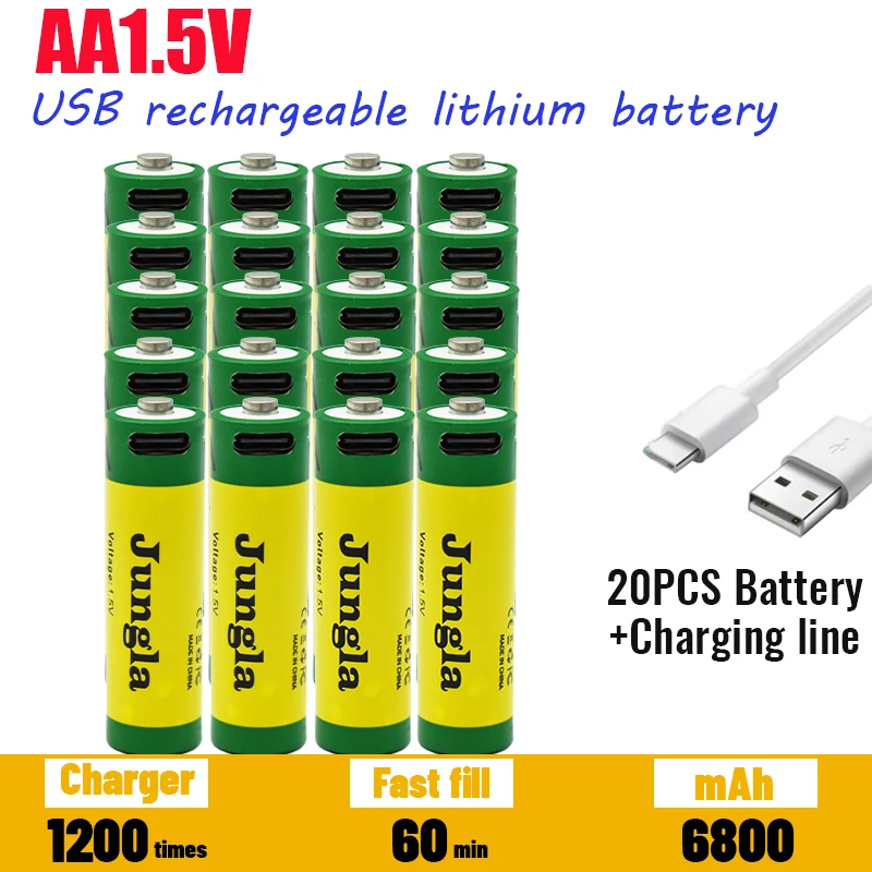 

High Capacity fast charging 1.5V AA lithium ion battery with 6800mah capacity .USB rechargeable lithium battery for toy keyboard