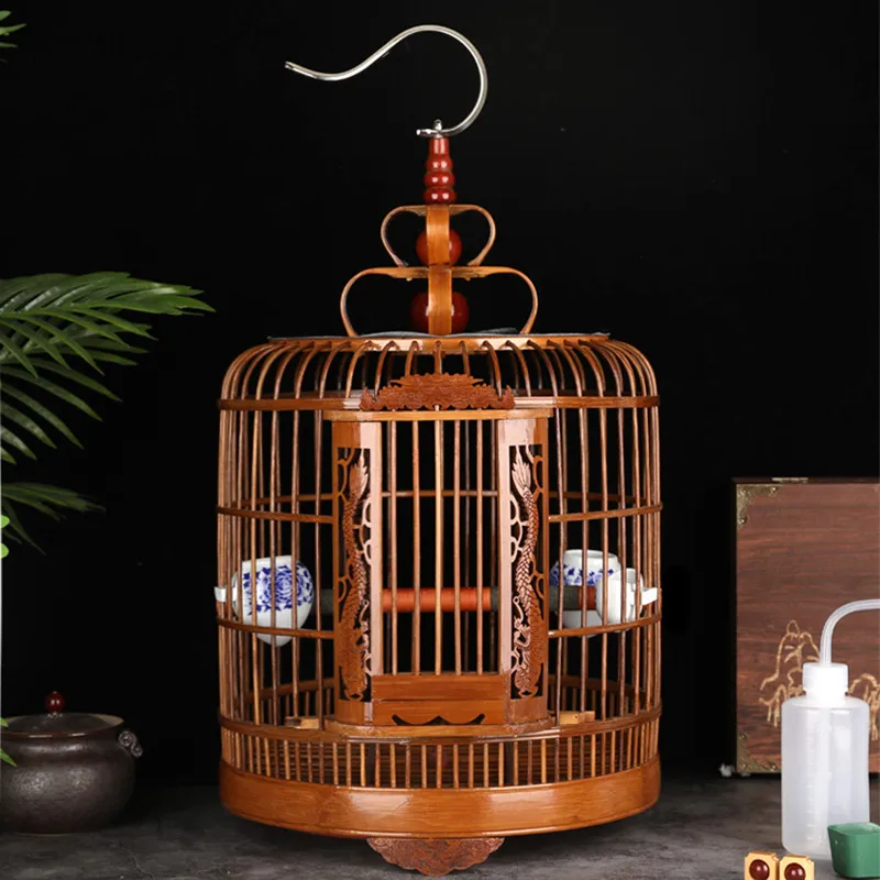 

Bird Cage Made of Bamboo Full Set of Accessories Ocean Bird Cage Daquan Wren Starling Bird Cage Large Handmade Cage Bird House