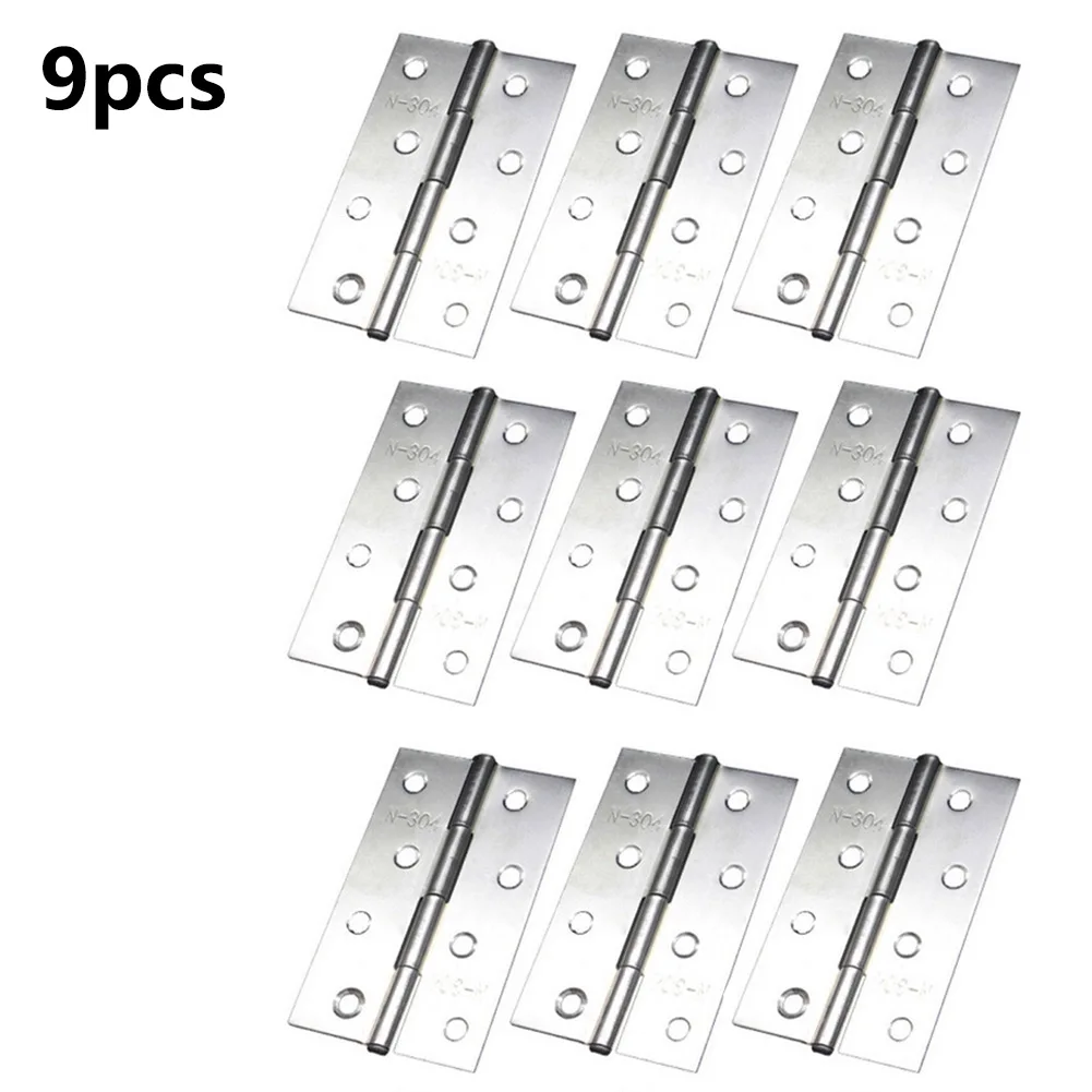 

3/6/9PCS 4inches Hardware Hinges Stainless Steel Butt Hinges Strong Ball Bearing Steel Hinges Furniture Hardware
