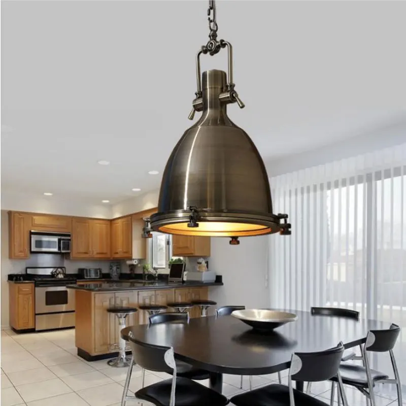 

Industrial Vintage Light Kitchen Dining Room Chandelier Adjsutable Chain Pendant Lamp E27 Glass Headlight Iron Drop Light