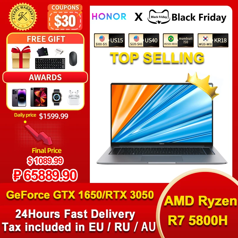 Ноутбук Huawei Honor MagicBook 16 Pro 144 Гц AMD Ryzen R7 5800H GTX 1650/RTX 3050 ГБ DDR4 512 - купить по выгодной