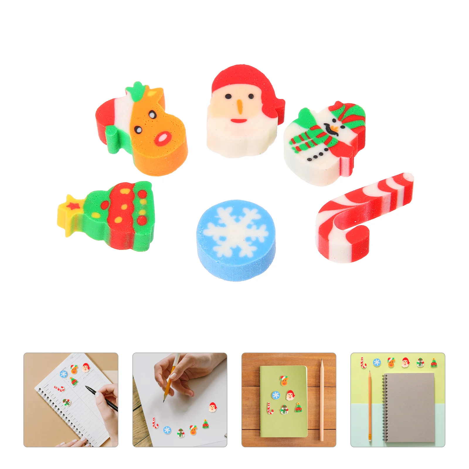 

3 Boxes Christmas Cartoon Eraser TPR Santa Claus Xmas Tree Snowflake Eraser for Students Stationery Party Festival Stocking