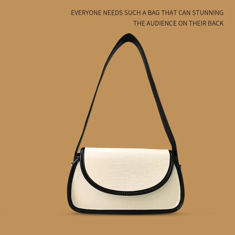 

2022 Vintage Shoulder Bag for Women Fashion Underarm Bag Pu Leather Female Handbag Pull Button Zipper Sandwich High Quality