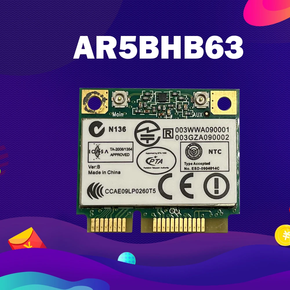 

Qualcomm Atheros AR5007EG AR2425 AR5BHB63 Half Mini PCI-e Wireless WLAN Card