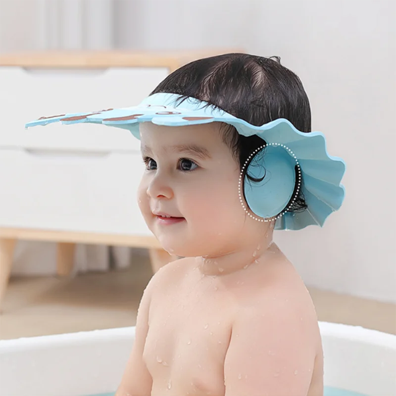 

Safe Shampoo Shower Bathing Bath Protect Soft Cap Hat For Baby Wash Hair Shield Bebes Children Bathing Shower Cap Hat Kids