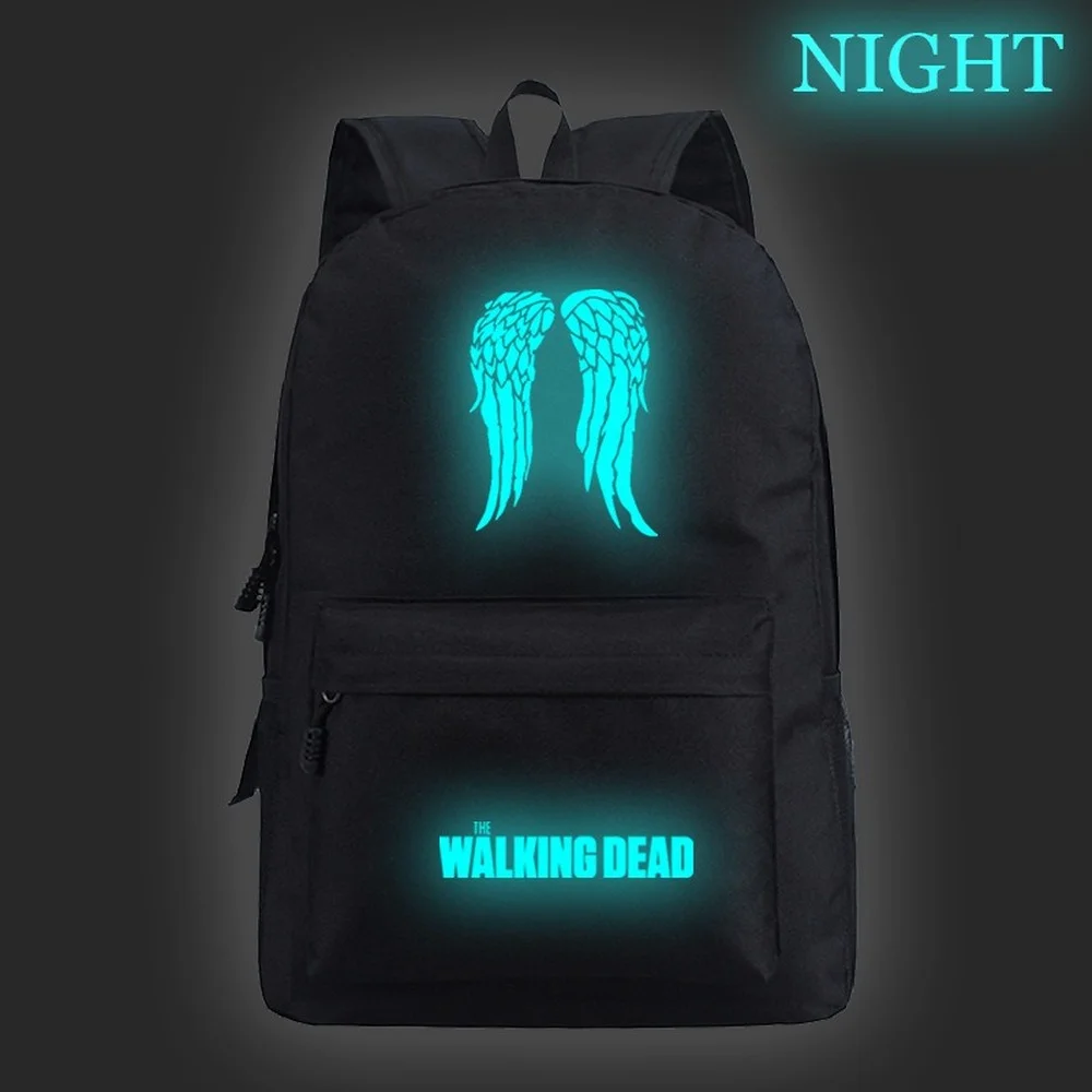 

Horror Movie The Walking Dead Luminous Backpack Nylon Printing Breathable Large Capacity School Bag Outdoor Travel Bag