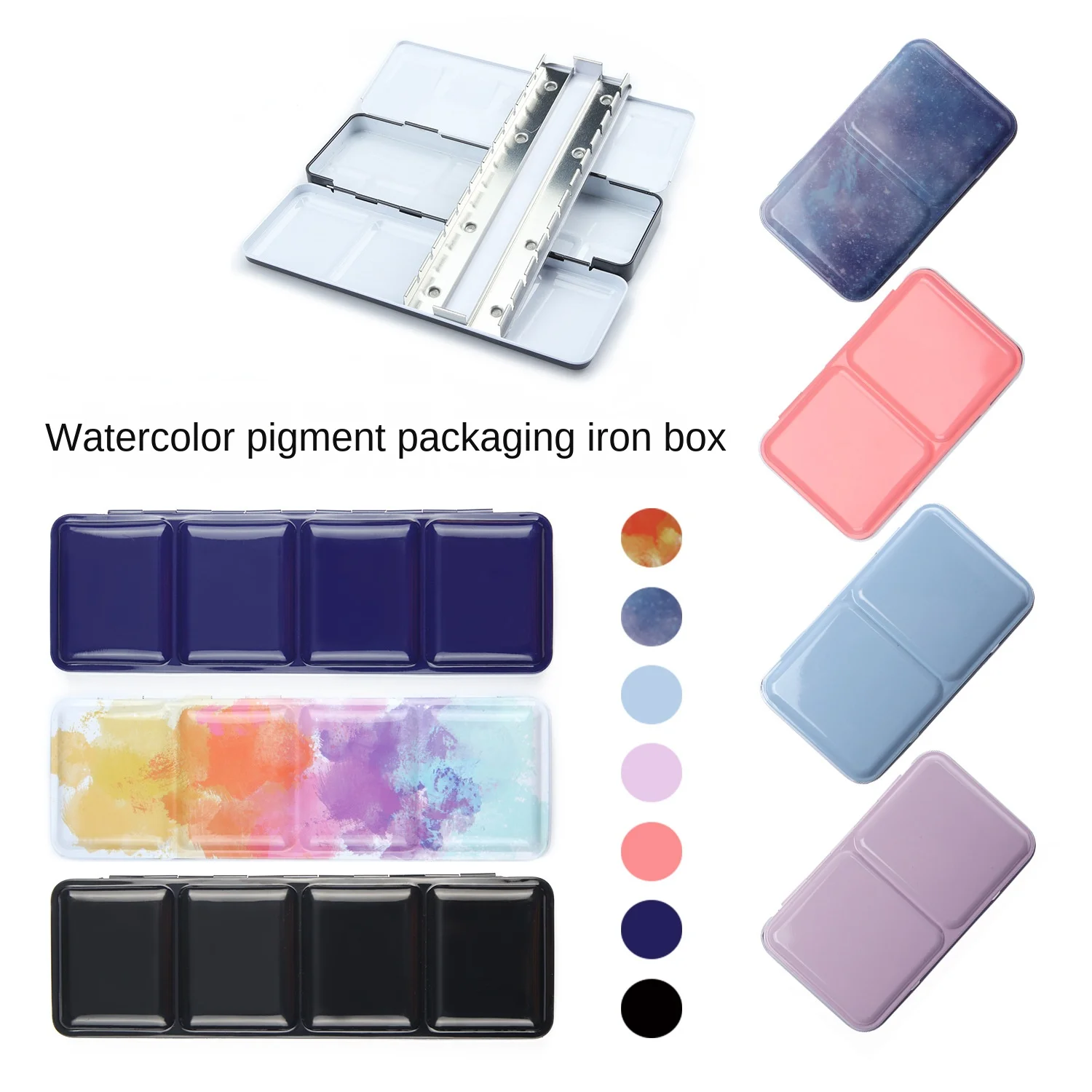 Empty Watercolor Paints Tins Box Palette Painting Storage With 6