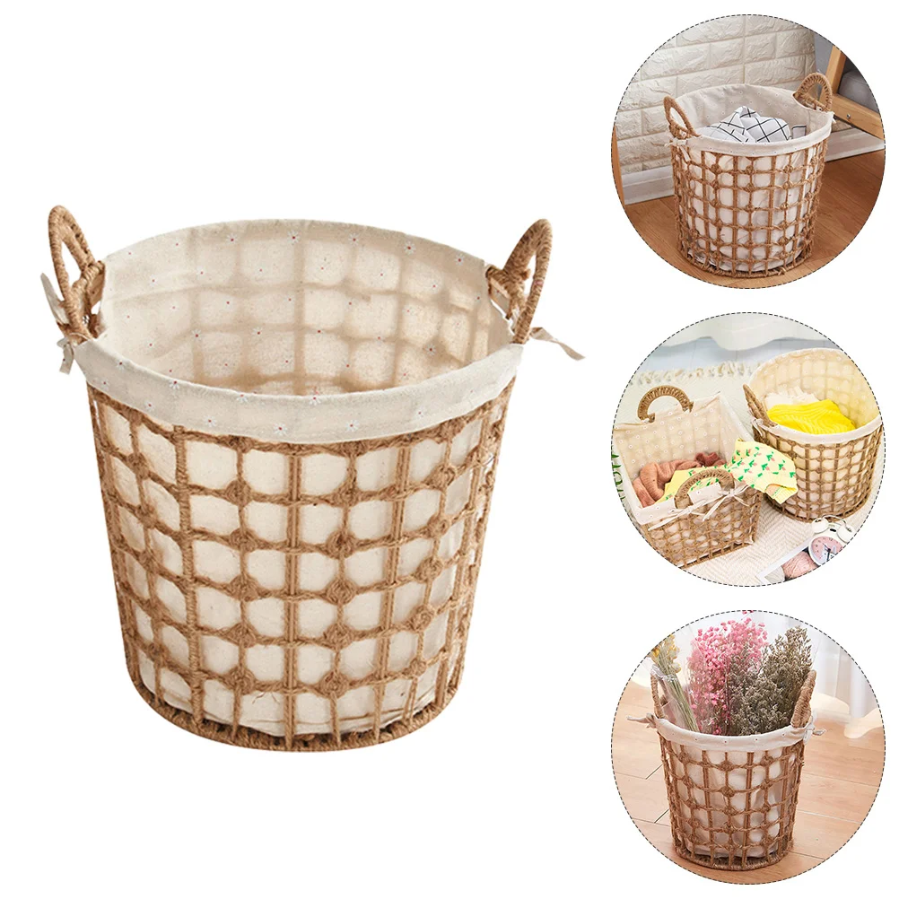 

Woven Laundry Basket Baby Wooden Toys Contianer Bathroom Storage Practical Cotton Rope Cloth Home Durable