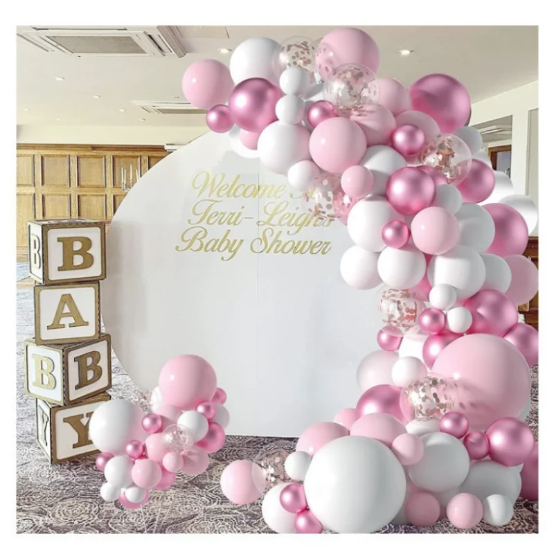 

Pink White Metal Pink Balloon Chain Set Sequin Balloon Party Arrangement Wedding Baby Shower Birthday Party Supplies Home Decor