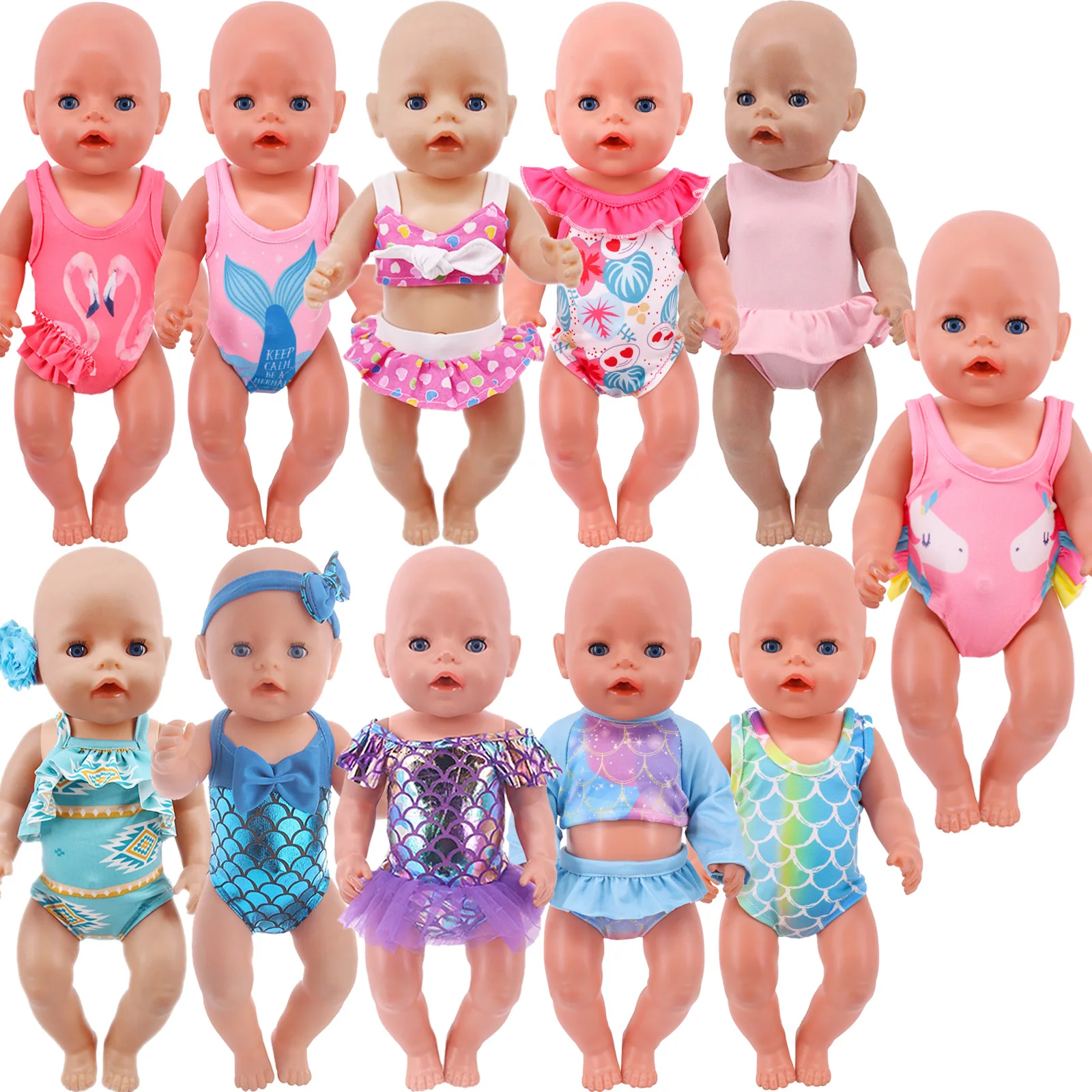Кукольная одежда с фламинго бикини купание для 18-дюймовых американских девушек и