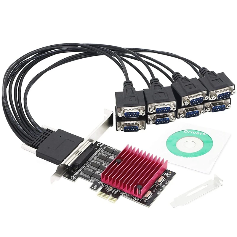 

PCIE To 8-Port RS232 Expansion Card PCI-E X1 8-Port DB9 Serial Card 8-Chipset PCI-Express Control Card For X4X8X16 Slot