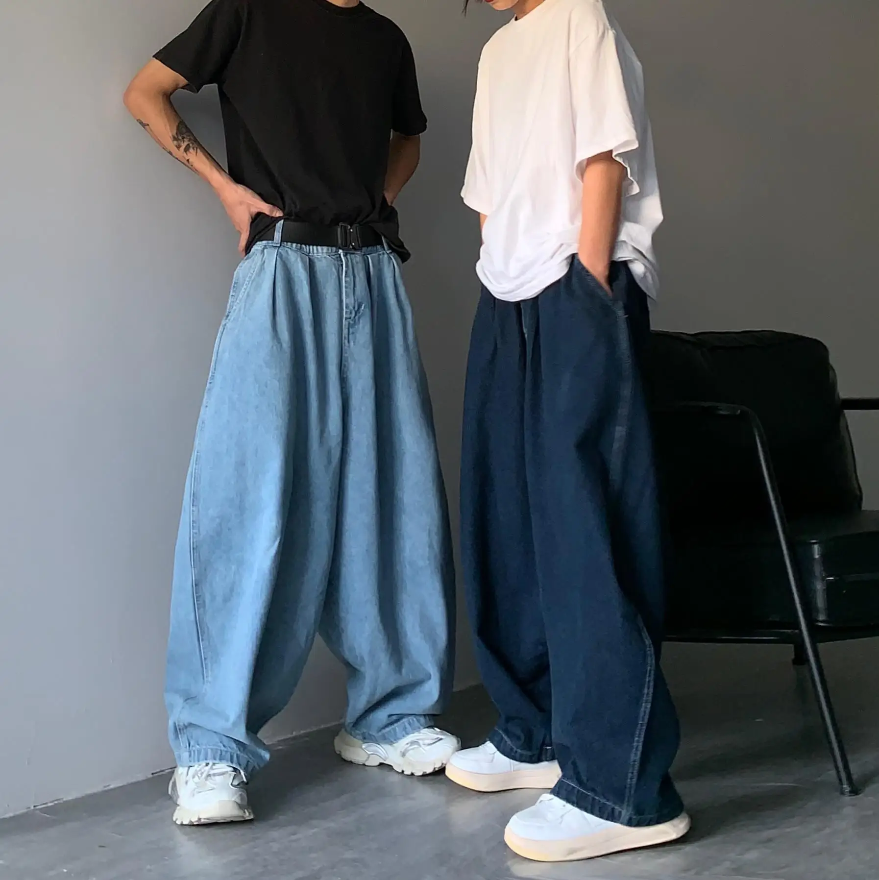 Брюки-карго с широкими штанинами 5XL, 2023, уличная одежда, мешковатые джинсы, новые весенне-летние мужские брюки, корейская мода, свободная прямая брендовая одежда