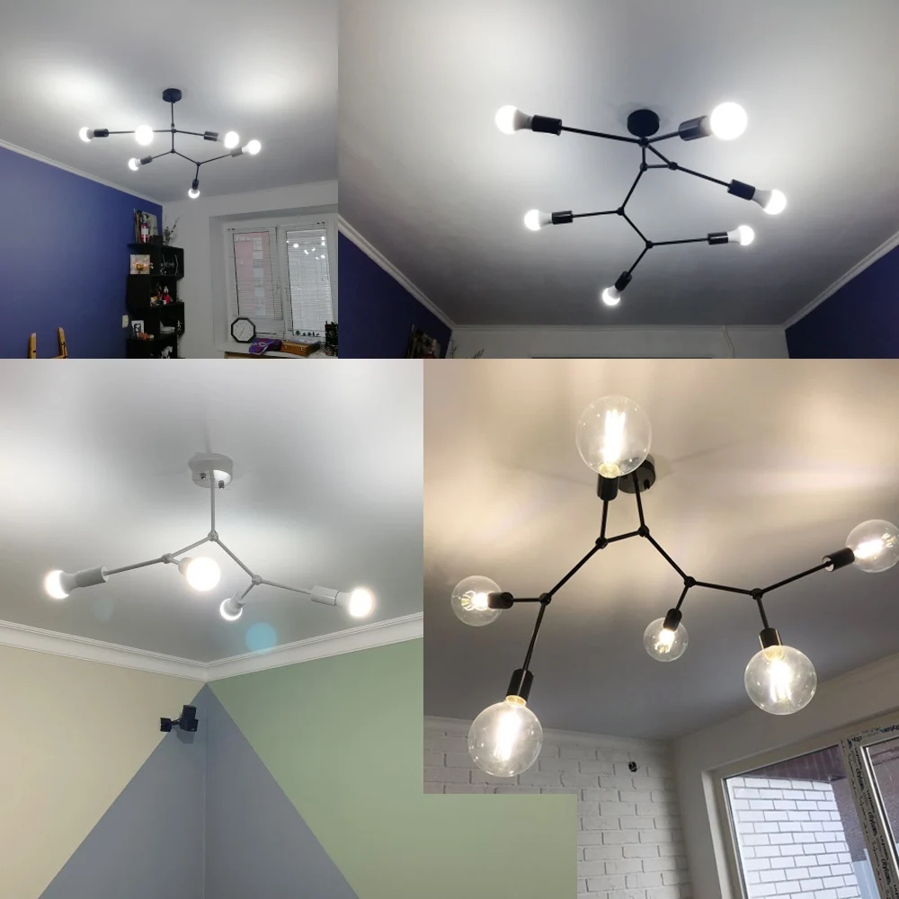 

Nordic Loft ceiling lighting Personality Vintage Industrial Ceiling Lamp E27 3/4/5 Lights Lustre Bending For Home Lighting