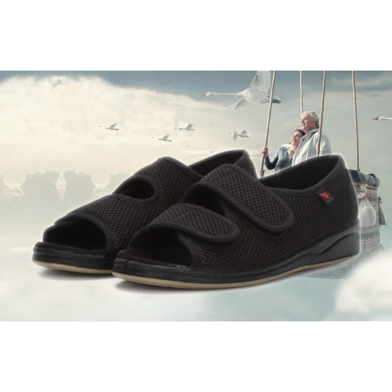 Регулируемая расширенная обувь для пожилых людей с диабетом дышащая легкая