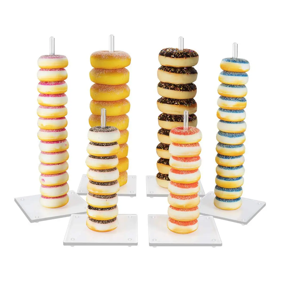

10mm Acrylic Doughnut Display Rack Transparent Acrylic Doughnut Wedding Support Six Piece Set 2 Bases