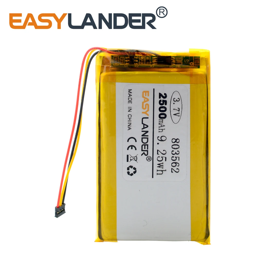 3-проводной разъем 3 7 В 2500 мАч 803562 Литий-полимерная литий-ионная аккумуляторная