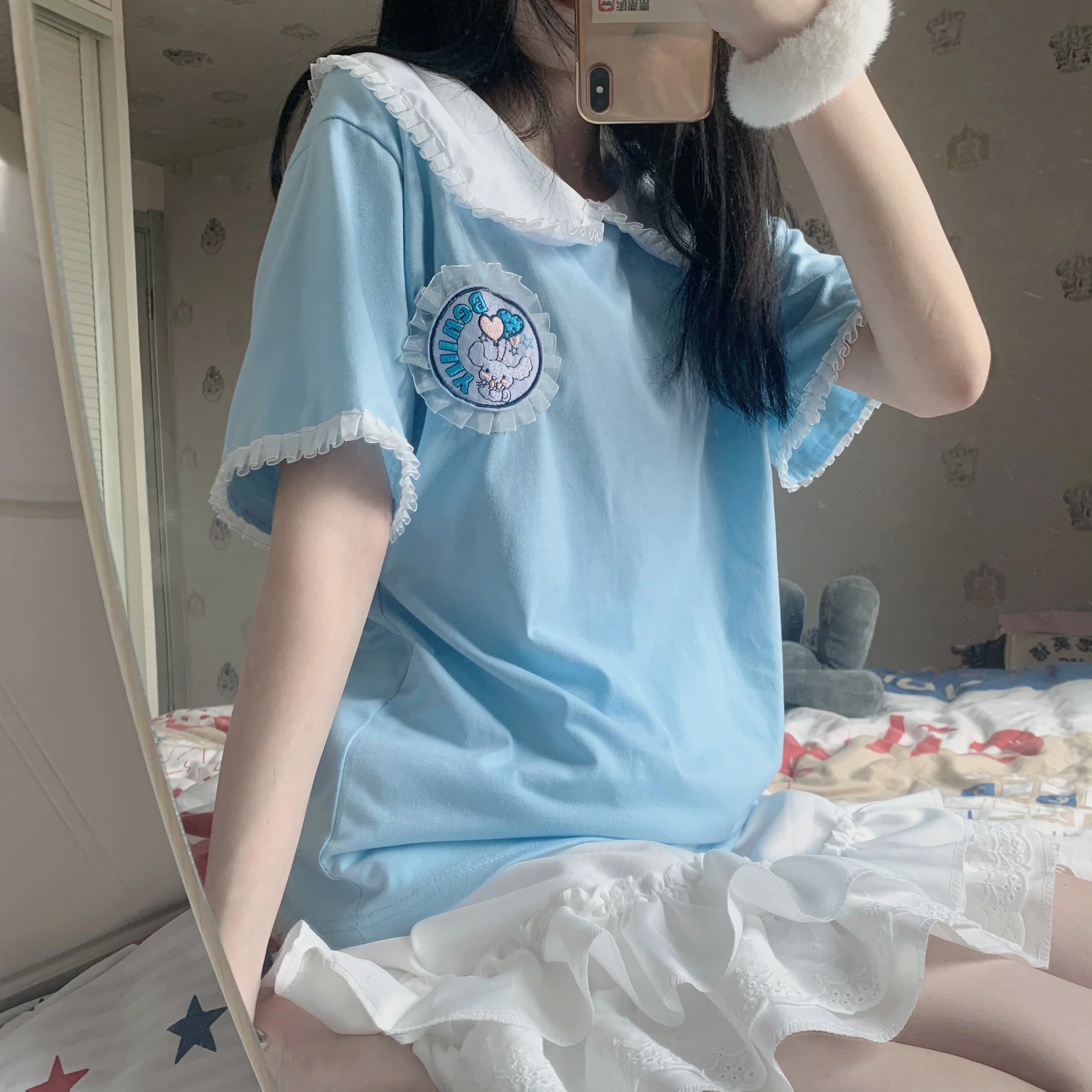 

Fashion women's t-shirt 2022 women's new college style Korean version student loose girlfriends top ins tide футболкаоверсайз