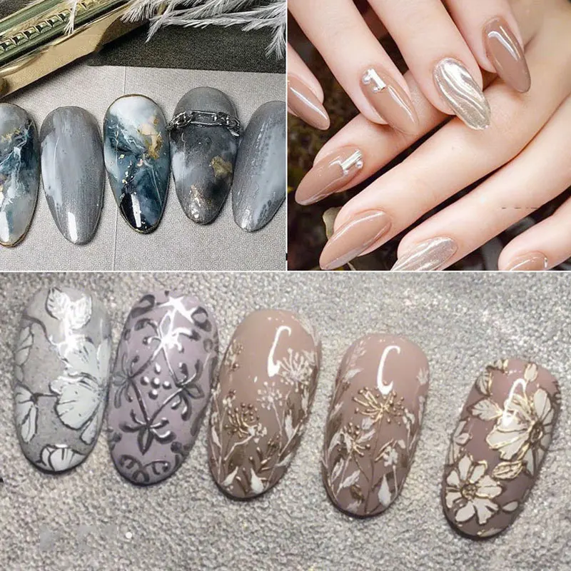 Metal Gel Nails Polish Silver Rose Gold 8ml Metallic Effect Mirror Varnishes Drawing Chrome Soak Off Nail Polish Accessories images - 6