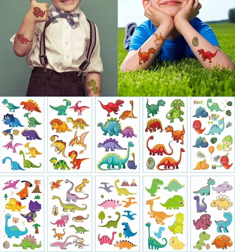 

10pcs Dinosaur Tyrannosaurus Temporary Tatoo Sticker Waterproof Fake Tattoo Tattoos Hand Foot Tatouage For Kids Children Boy