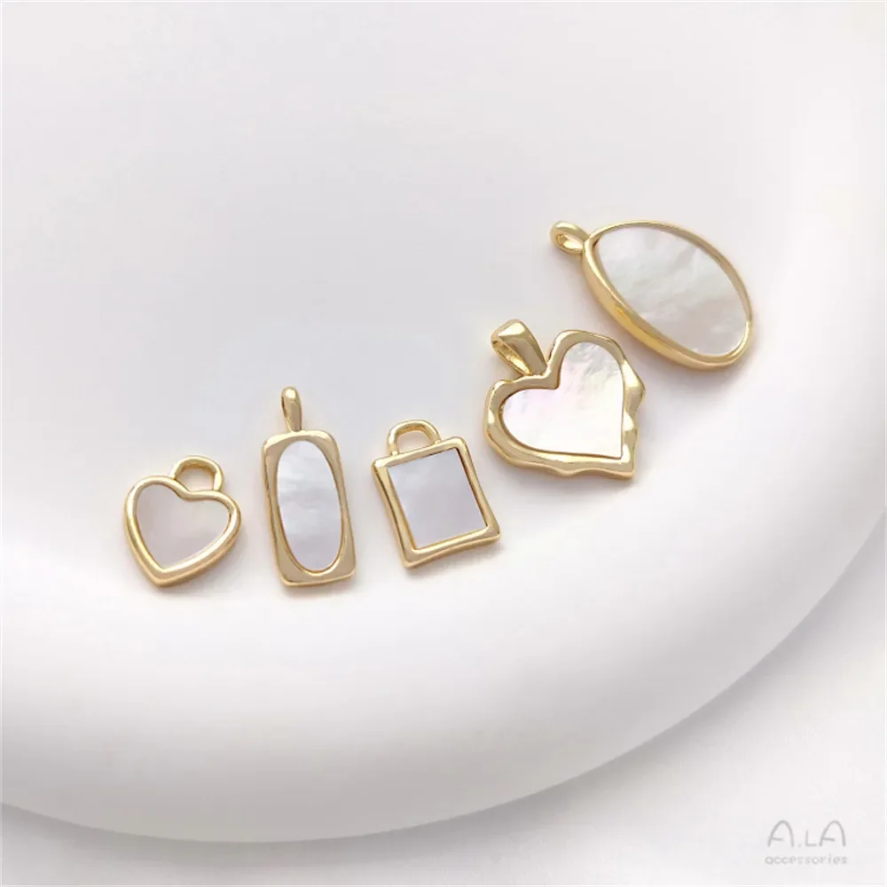 Инкрустированные натуральными ракушками для матери 14-каратное золото цвет лавы