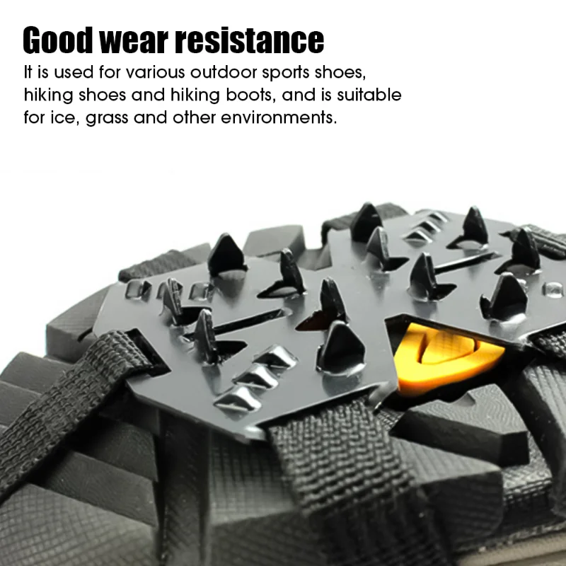 1Pair 24 Teeth Anti-Slip Ice Grips Gripper Shoes Boot Hiking Ice Climbing Shoe Spikes Climbing Chain Crampons Shoes Cover images - 4