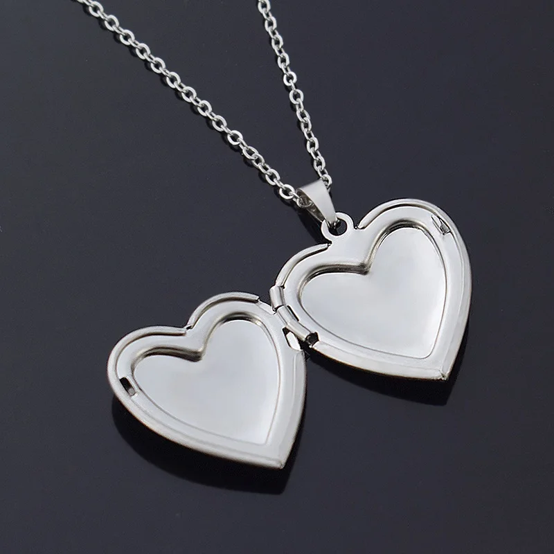 

Heart Locket Necklace Accessories Lover Gifts Diy Photo Frame Stainless Steel Pendant Base Couples Jewelry Making Supplies