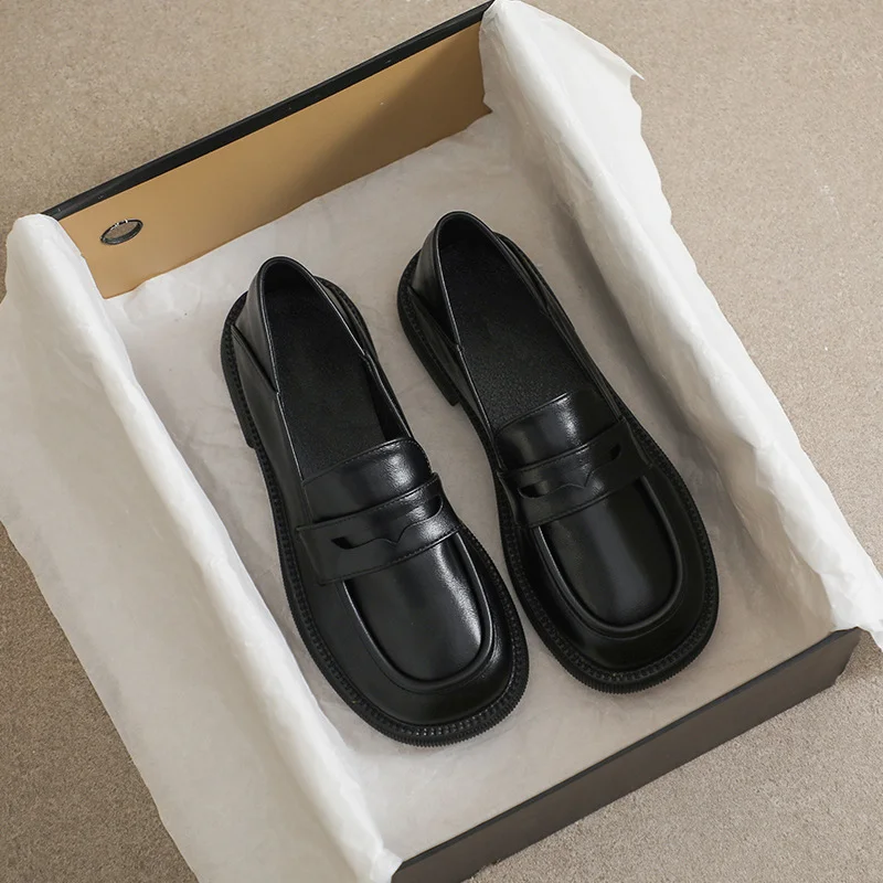 

Single-shoe Womens English Style Thick Heel Small Leather Shoes Women's New Autumn and Winter Style Womens Shoes platform heels