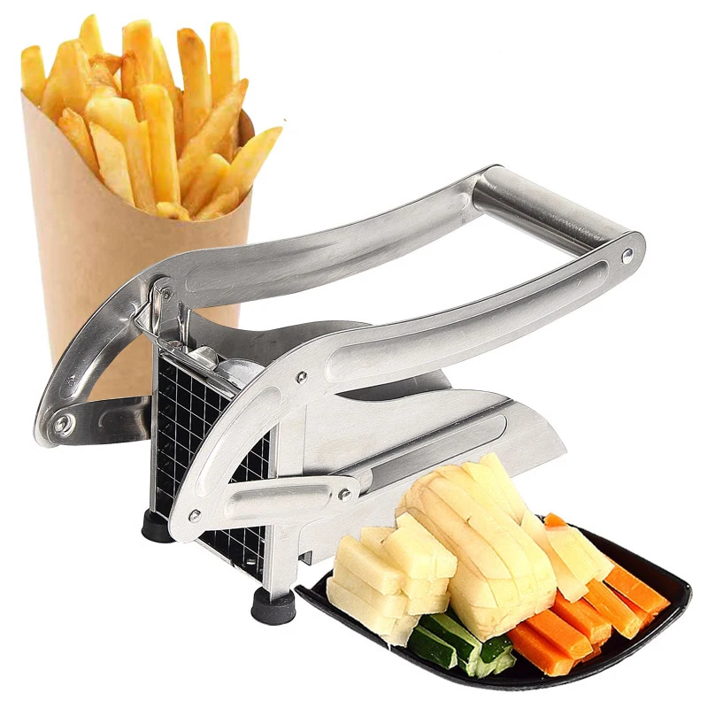 Cortador de patatas fritas Manual, trituradora de acero inoxidable, máquina cortadora de patatas fritas, herramientas de cocina