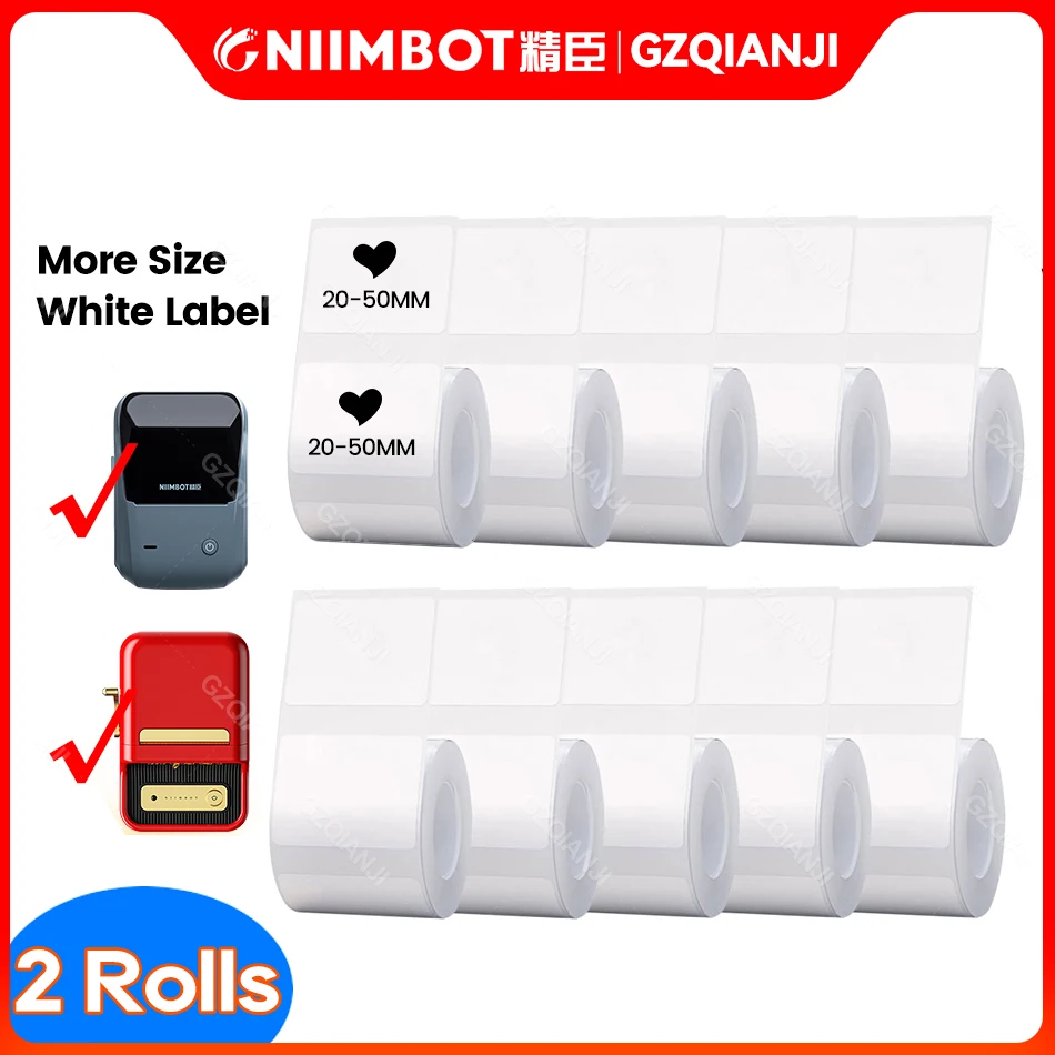 

NiiMbot B21/B1/B3S чисто белая этикетка, устройство для изготовления этикеток, цена на одежду, пищевая самоклеящаяся бирка, водонепроницаемая бумага для этикеток, 2 рулона